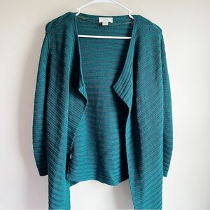LOFT Teal Ribbed Cardigan